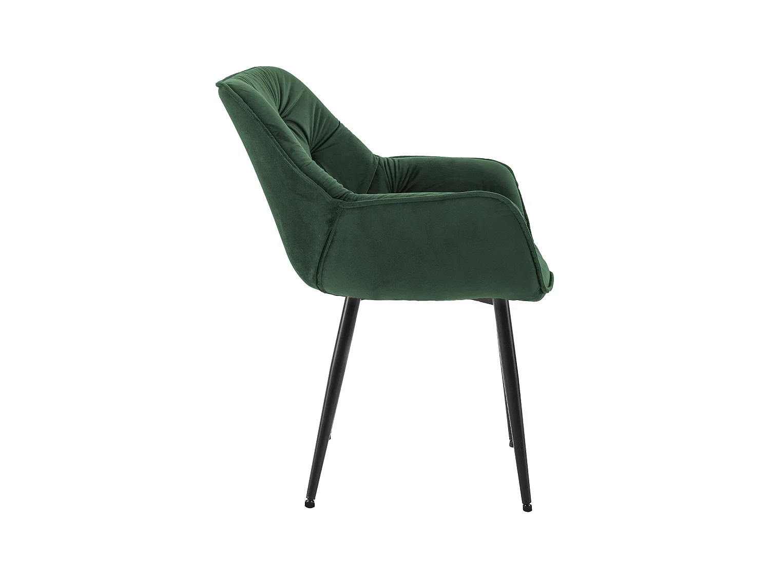 Lot de 4  chaises avec accoudoirs - Velours - Vert - Tanna