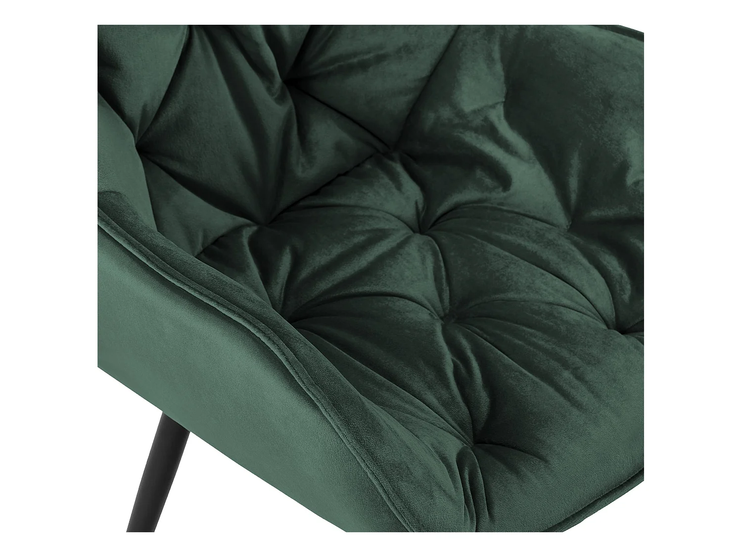 Lot de 4  chaises avec accoudoirs - Velours - Vert - Tanna