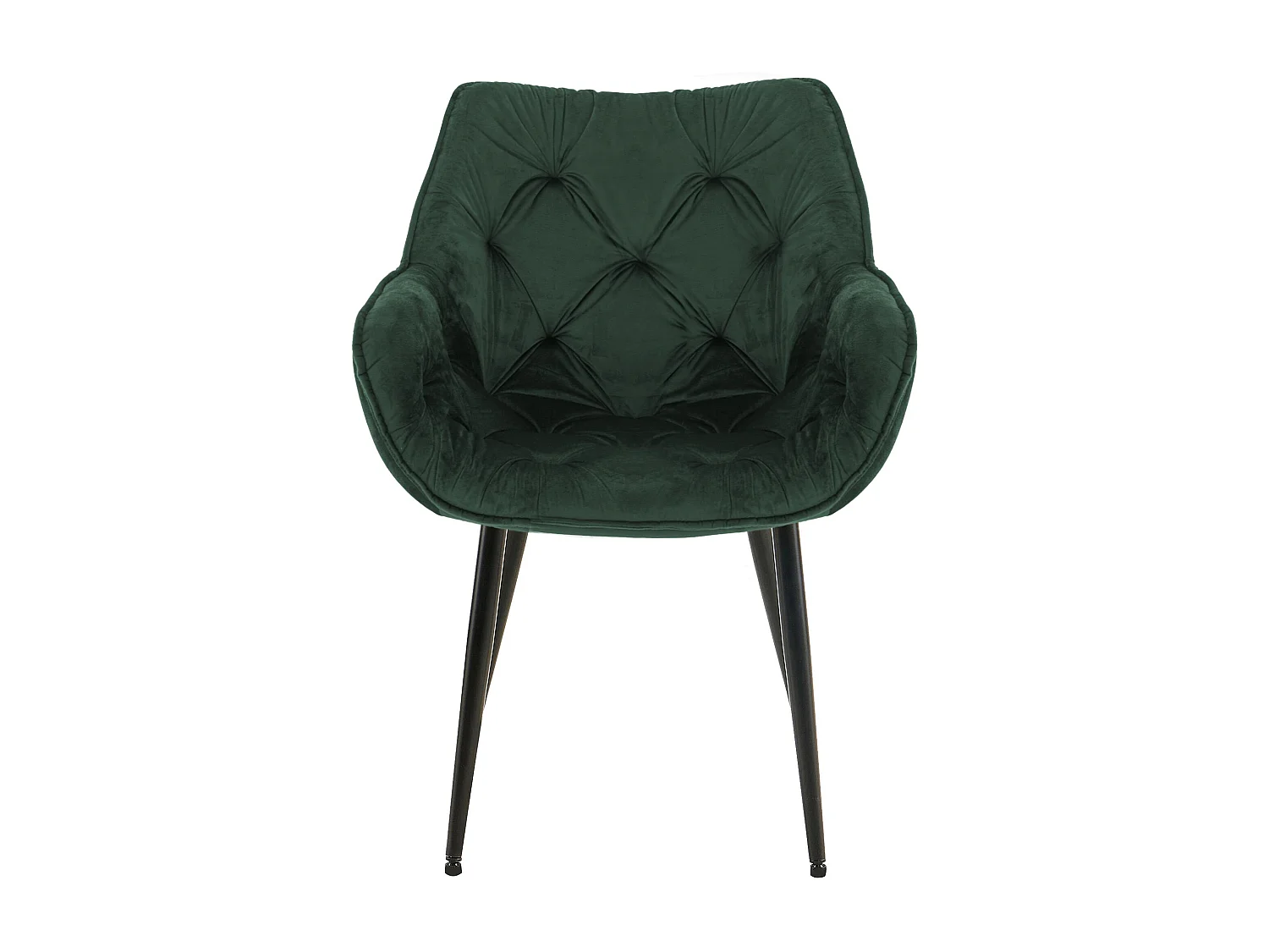 Lot de 4  chaises avec accoudoirs - Velours - Vert - Tanna