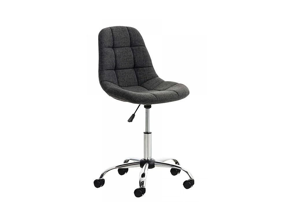 Chaise de bureau - Tissu & Métal chromé - Gris foncé - Emil