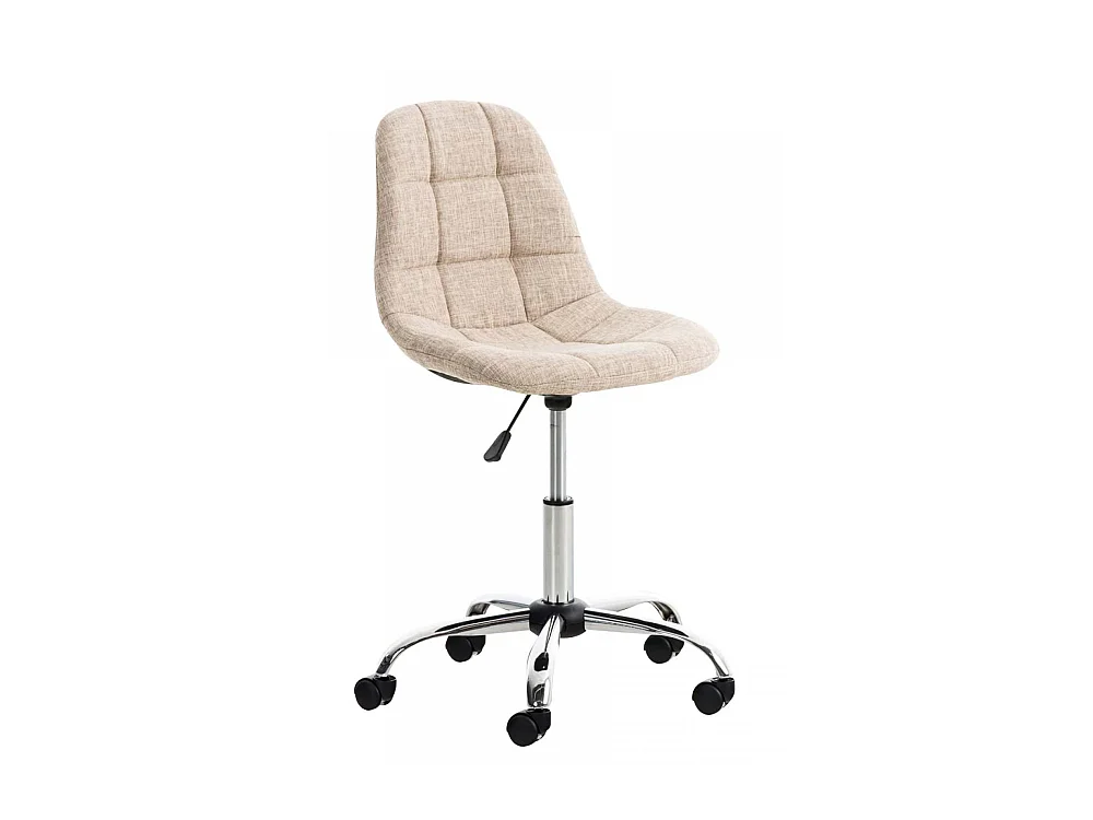 Chaise de bureau - Tissu & Métal chromé - Crème - Emil