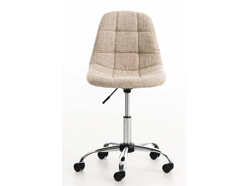 Chaise de bureau - Tissu & Métal chromé - Crème - Emil