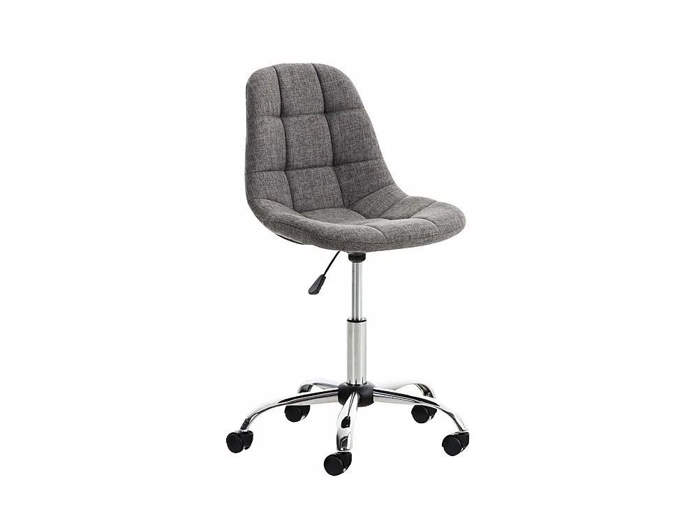 Chaise de bureau - Tissu & Métal chromé - Gris clair - Emil