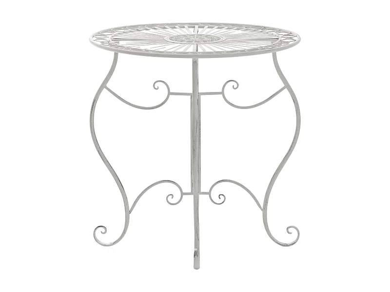 Gartenbeistelltisch - rund Ø 70 cm - Metall - Blanc antique - Indra