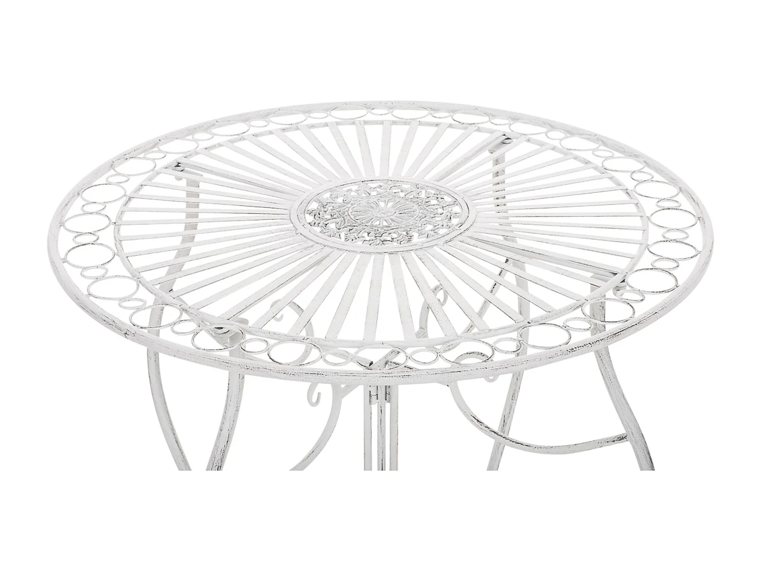 Bijzettafel tuin - rond Ø 70 cm - Metaal - Blanc antique - Indra