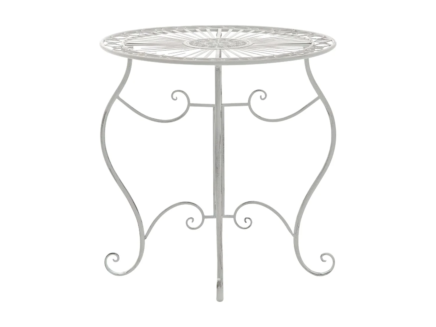 Bijzettafel tuin - rond Ø 70 cm - Metaal - Blanc antique - Indra