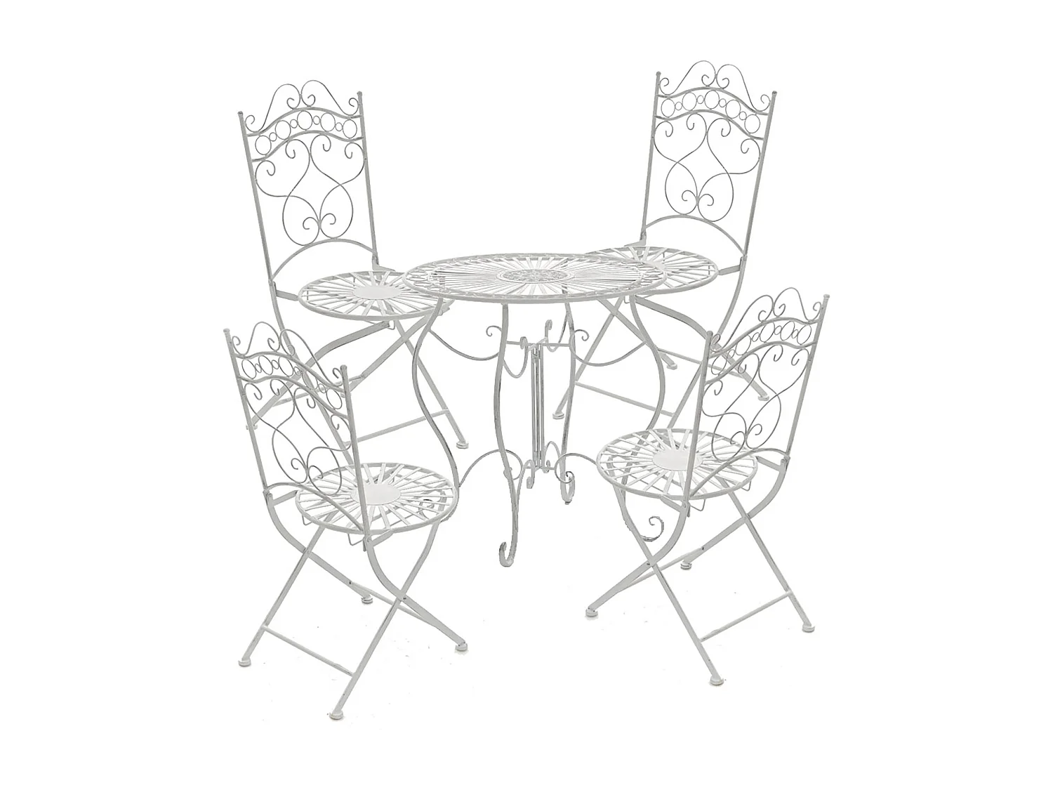 Bijzettafel tuin - rond Ø 70 cm - Metaal - Blanc antique - Indra