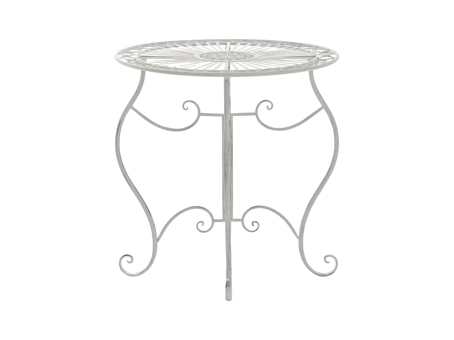 Gartenbeistelltisch - rund Ø 70 cm - Metall - Blanc antique - Indra