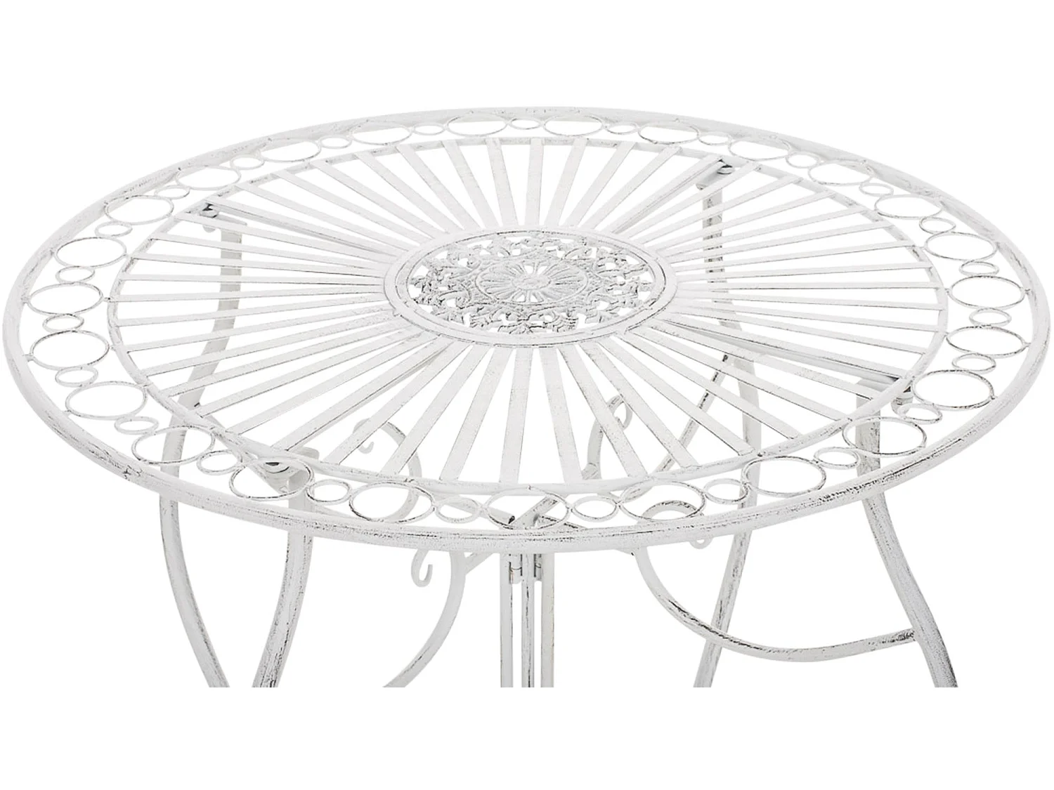 Table d'appoint de jardin - rond Ø 70 cm - Métal - Blanc antique - Indra