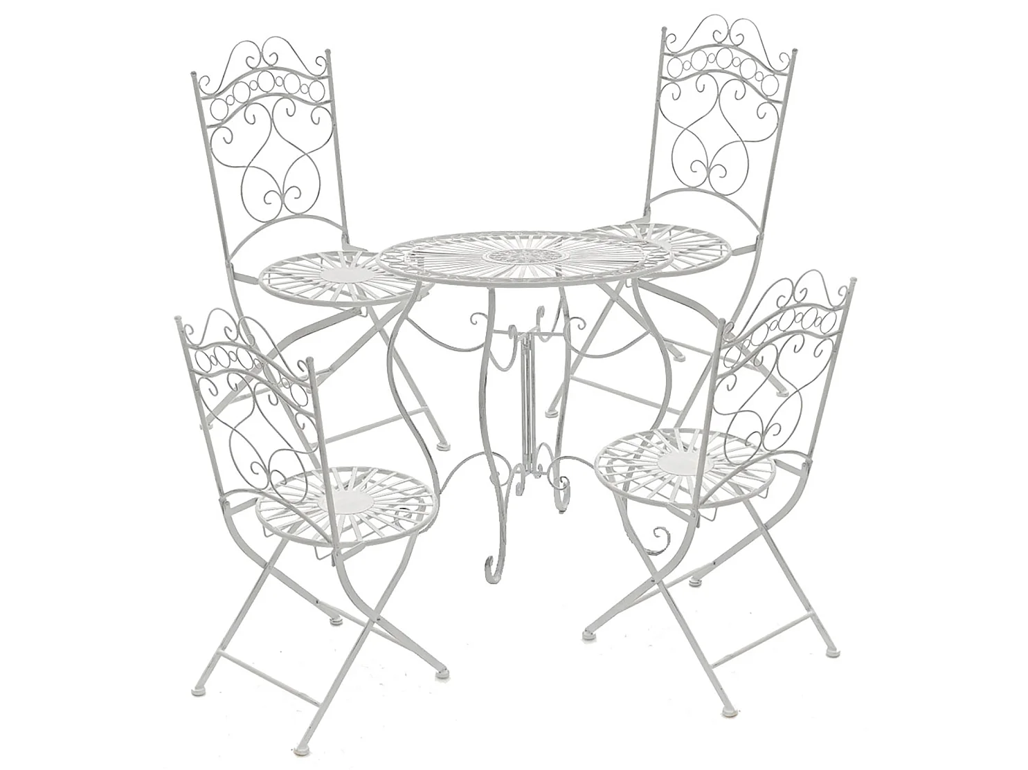Table d'appoint de jardin - rond Ø 70 cm - Métal - Blanc antique - Indra
