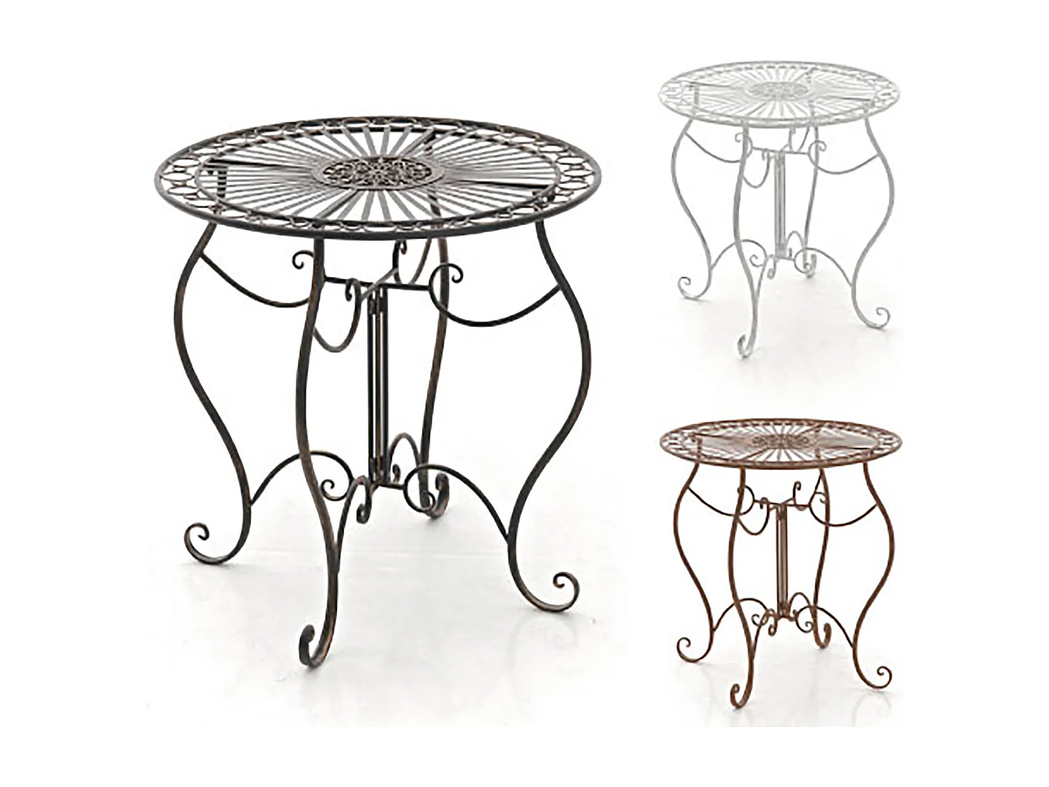 Table d'appoint de jardin - rond Ø 70 cm - Métal - Bronze - Indra