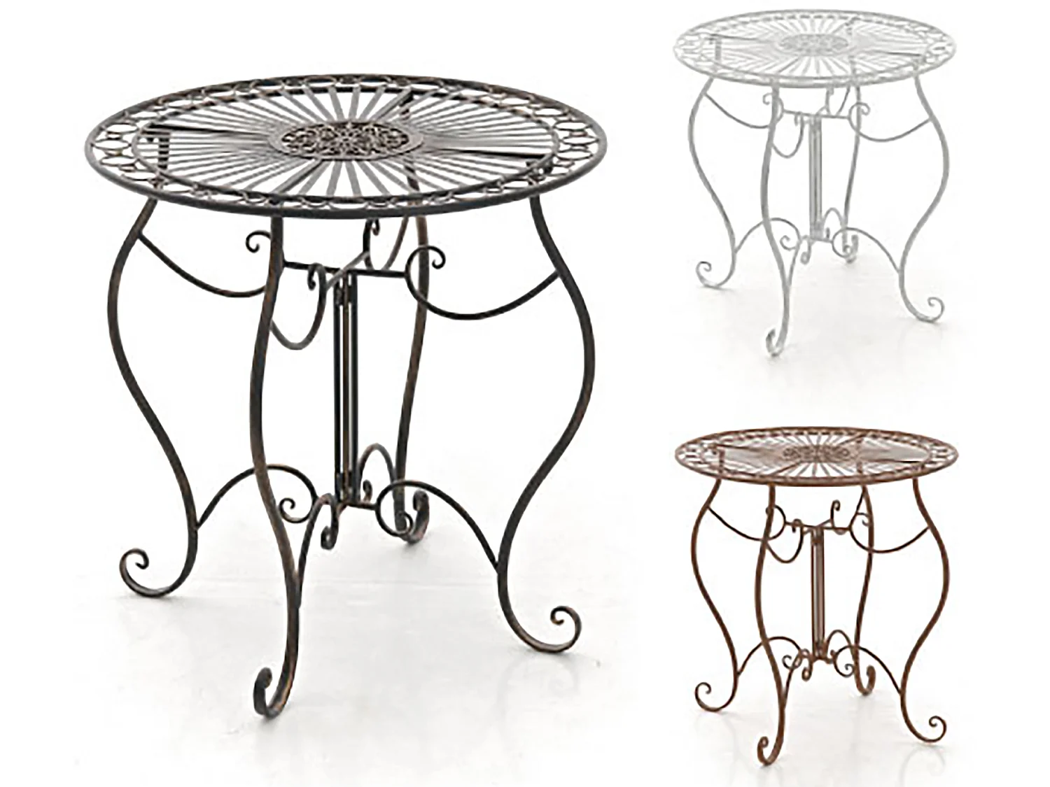 Table d'appoint de jardin - rond Ø 70 cm - Métal - Bronze - Indra