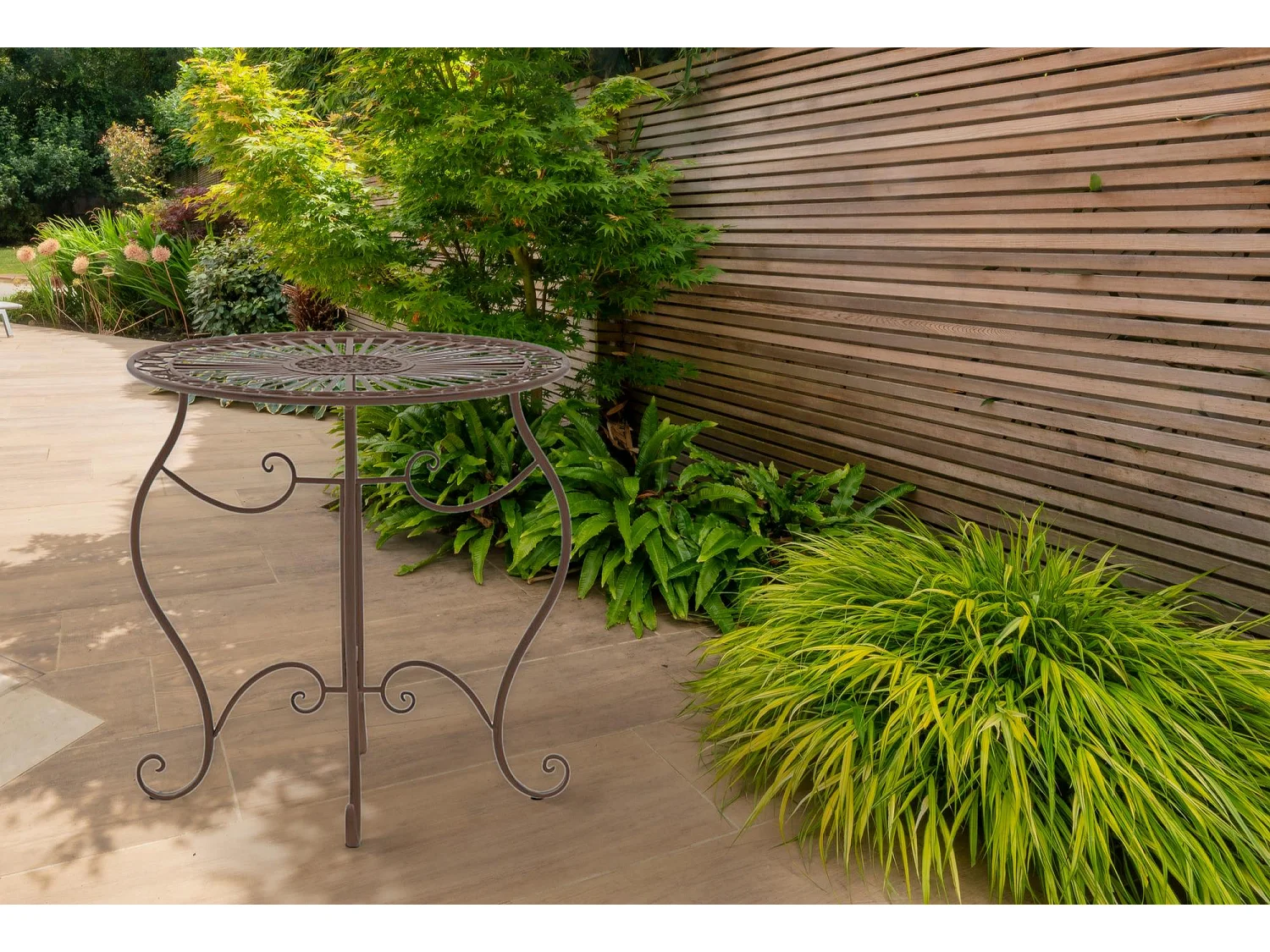 Table d'appoint de jardin - rond Ø 70 cm - Métal - Marron antique - Indra