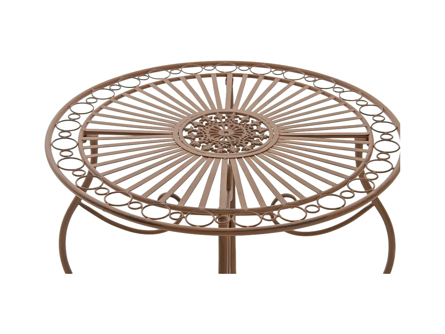 Table d'appoint de jardin - rond Ø 70 cm - Métal - Marron antique - Indra
