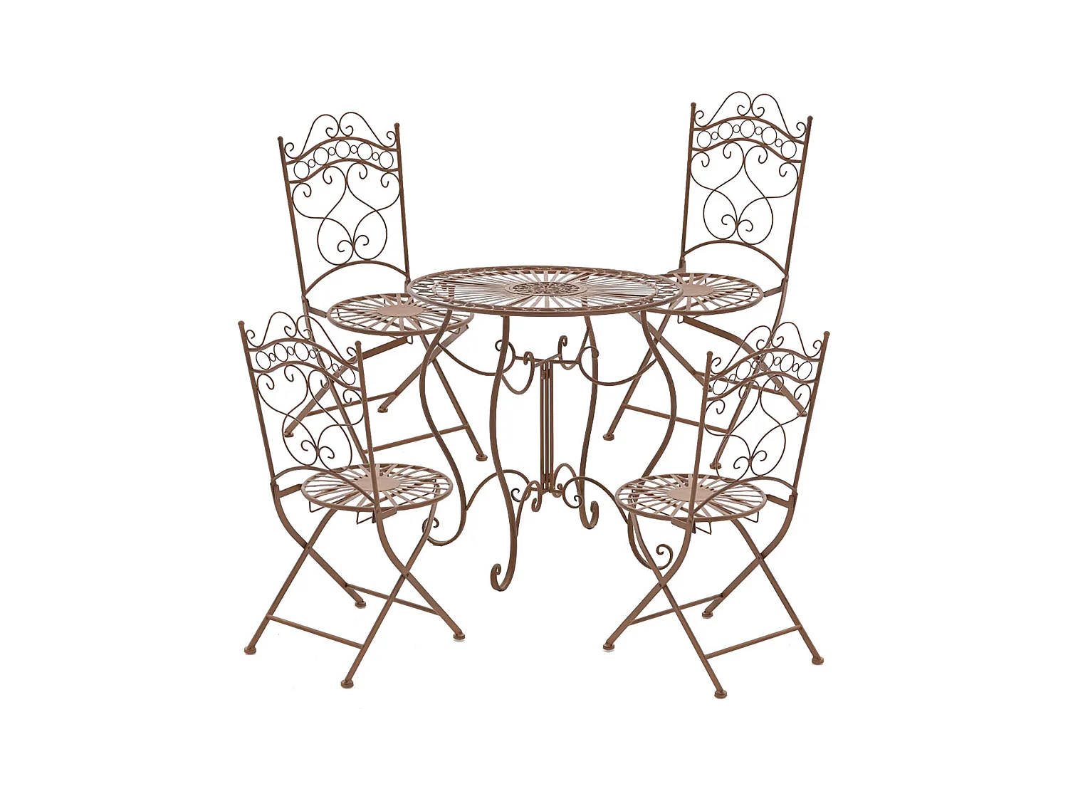 Table d'appoint de jardin - rond Ø 70 cm - Métal - Marron antique - Indra