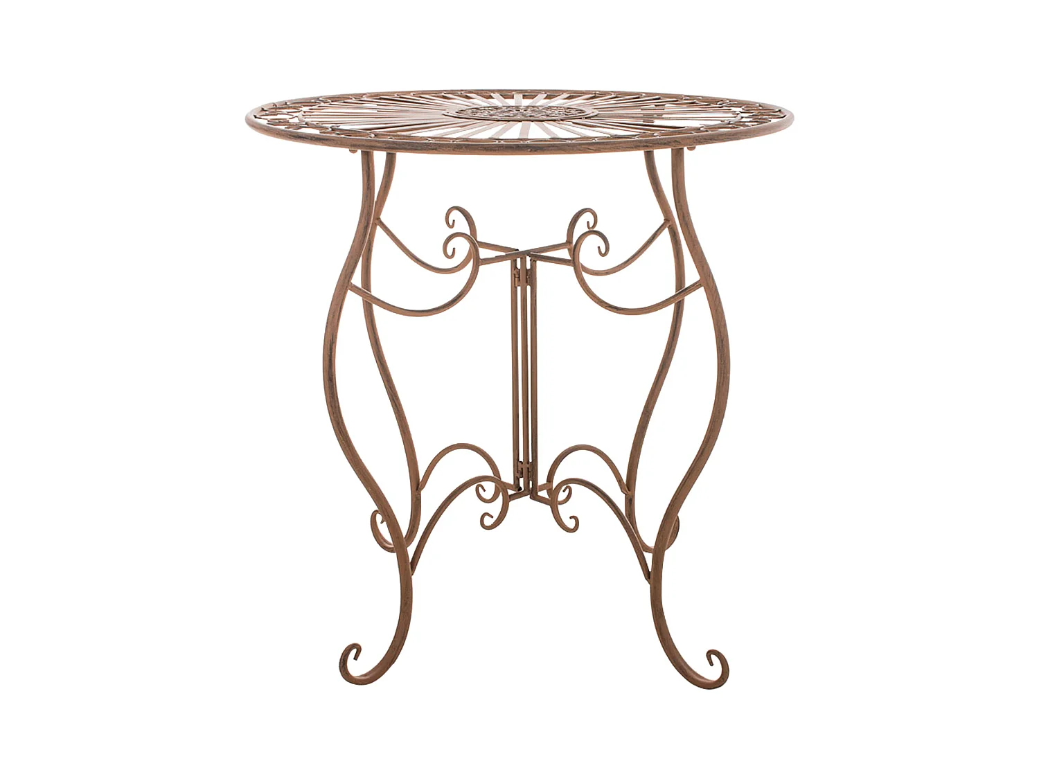 Table d'appoint de jardin - rond Ø 70 cm - Métal - Marron antique - Indra