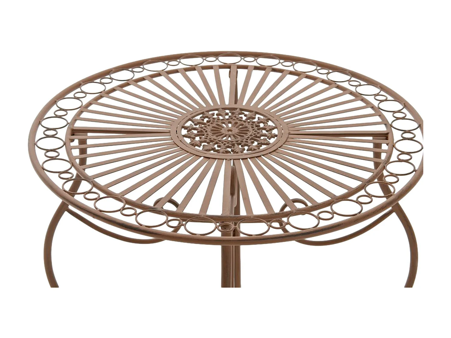 Table d'appoint de jardin - rond Ø 70 cm - Métal - Marron antique - Indra