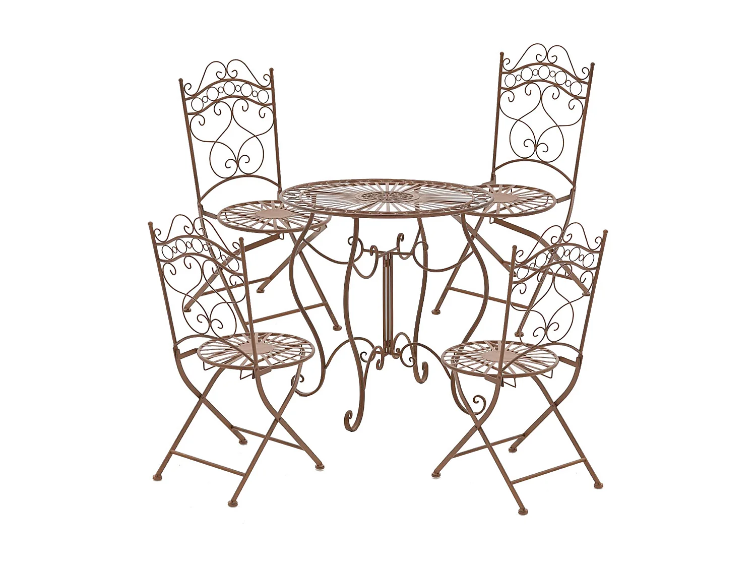 Table d'appoint de jardin - rond Ø 70 cm - Métal - Marron antique - Indra