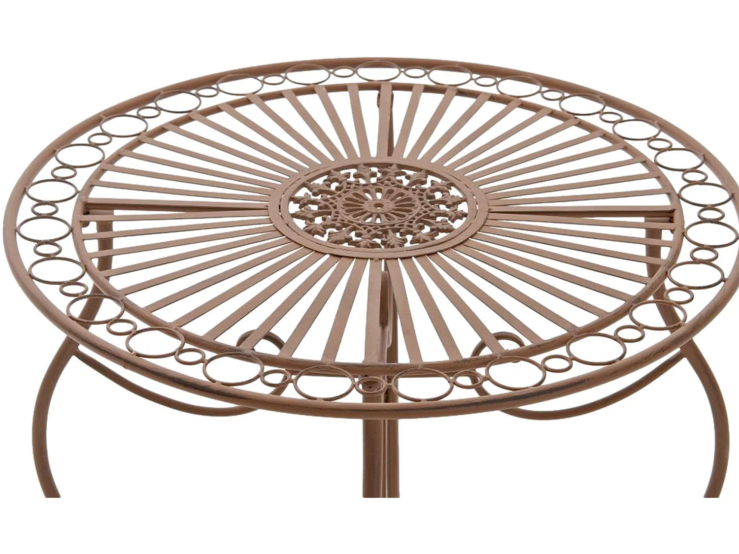 Table d'appoint de jardin - rond Ø 70 cm - Métal - Marron antique - Indra