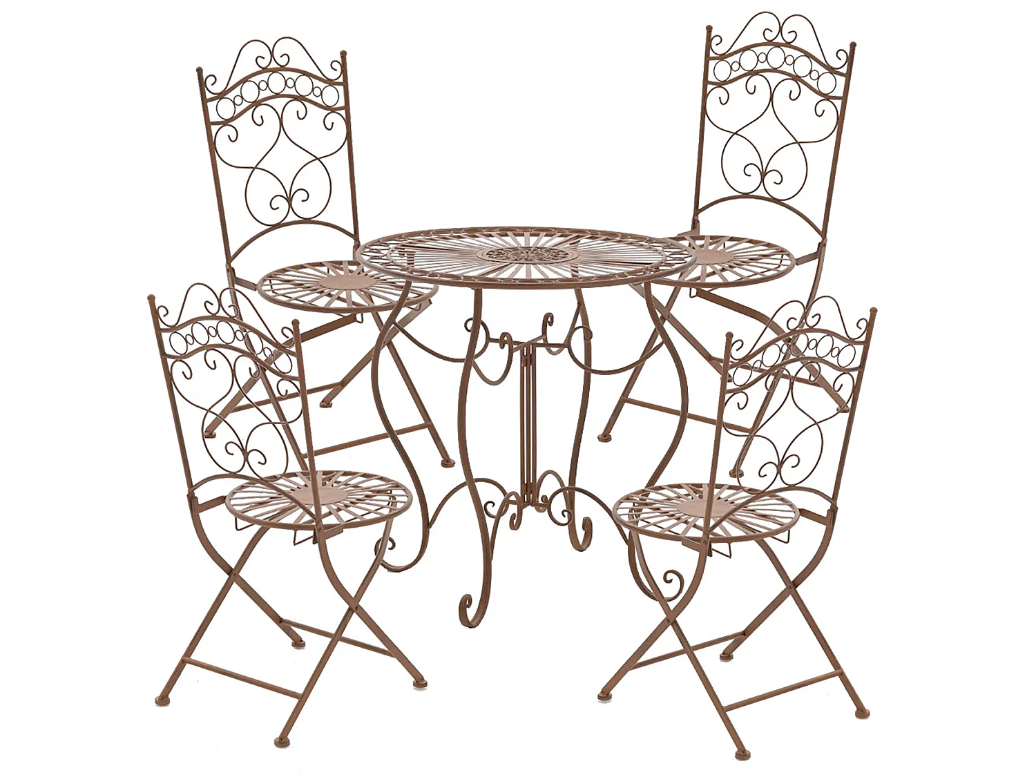 Table d'appoint de jardin - rond Ø 70 cm - Métal - Marron antique - Indra