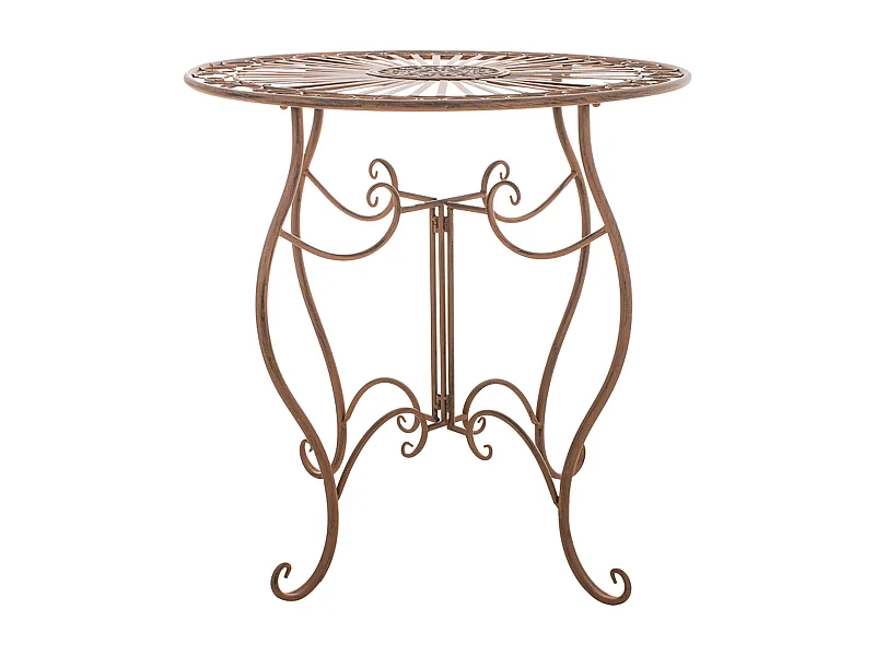 Table d'appoint de jardin - rond Ø 70 cm - Métal - Marron antique - Indra
