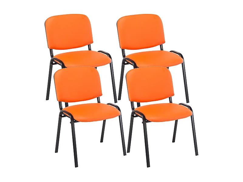 Lot de 4  Chaise de conférence - Similicuir & Nature - Orange - Ken