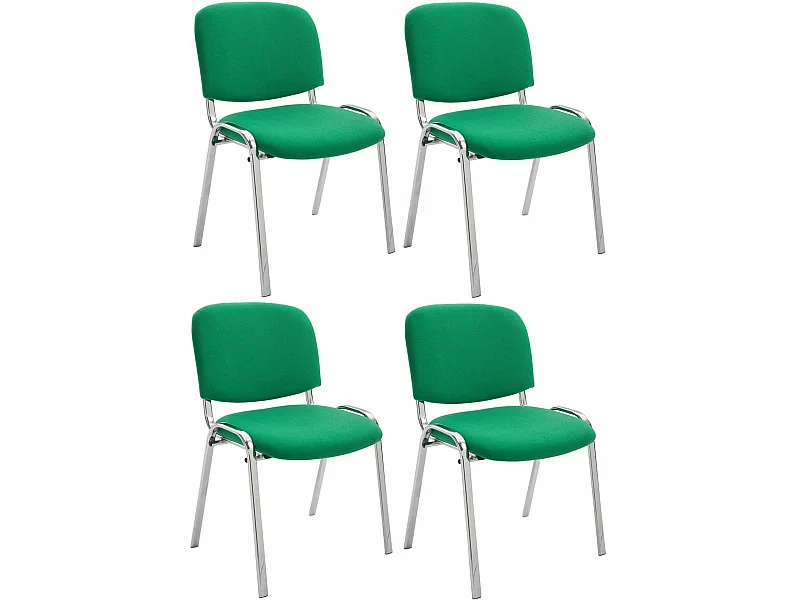 Lot de 4  Chaise de conférence - Tissu & Métal chromé - Vert - Ken