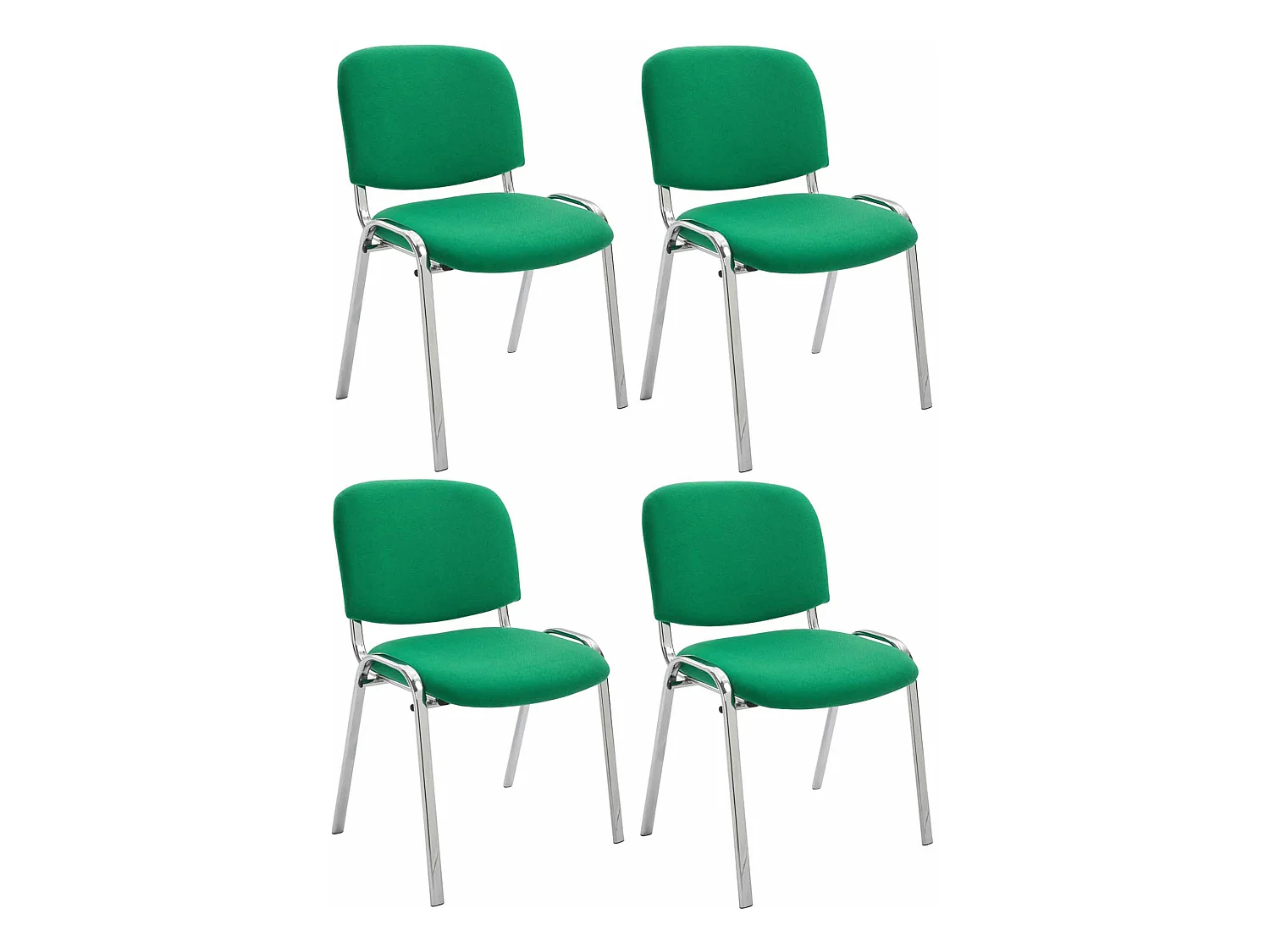 Lot de 4  Chaise de conférence - Tissu & Métal chromé - Vert - Ken