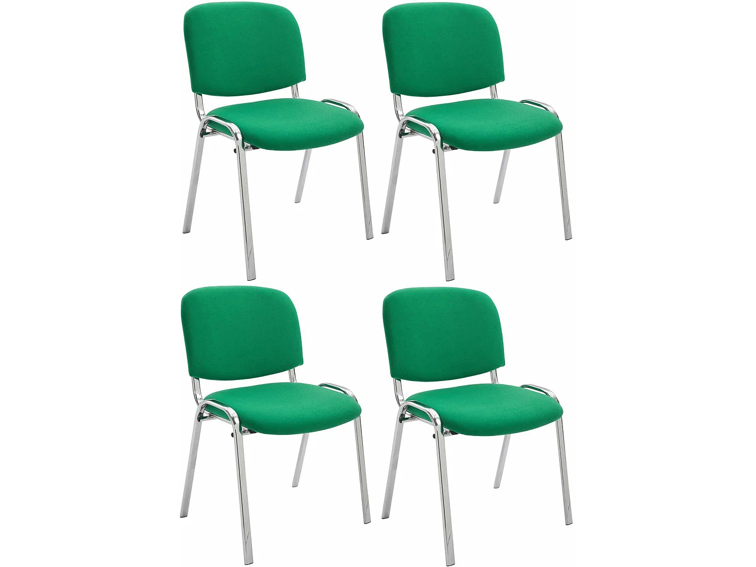 Lot de 4  Chaise de conférence - Tissu & Métal chromé - Vert - Ken