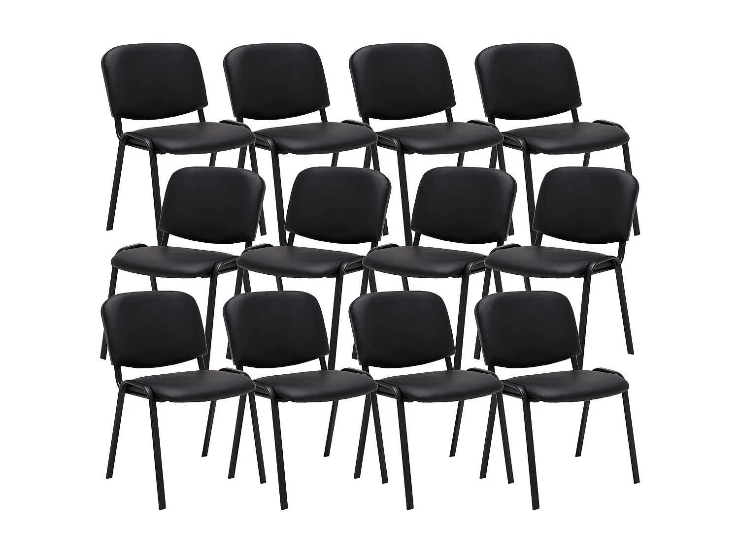 Lot de 12  Chaise de conférence - Similicuir & Nature - Noir - Ken