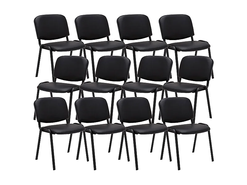 Lot de 12  Chaise de conférence - Similicuir & Nature - Noir - Ken