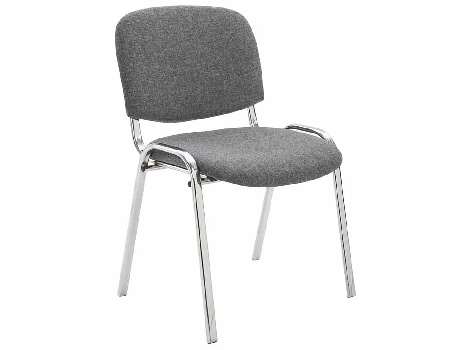 Lot de 4  Chaise de conférence - Tissu & Métal chromé - Gris - Ken