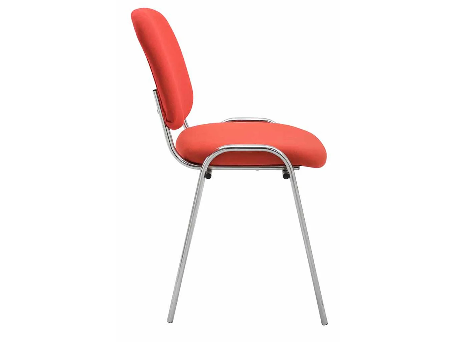 Lot de 4  Chaise de conférence - Tissu & Métal chromé - Rouge - Ken