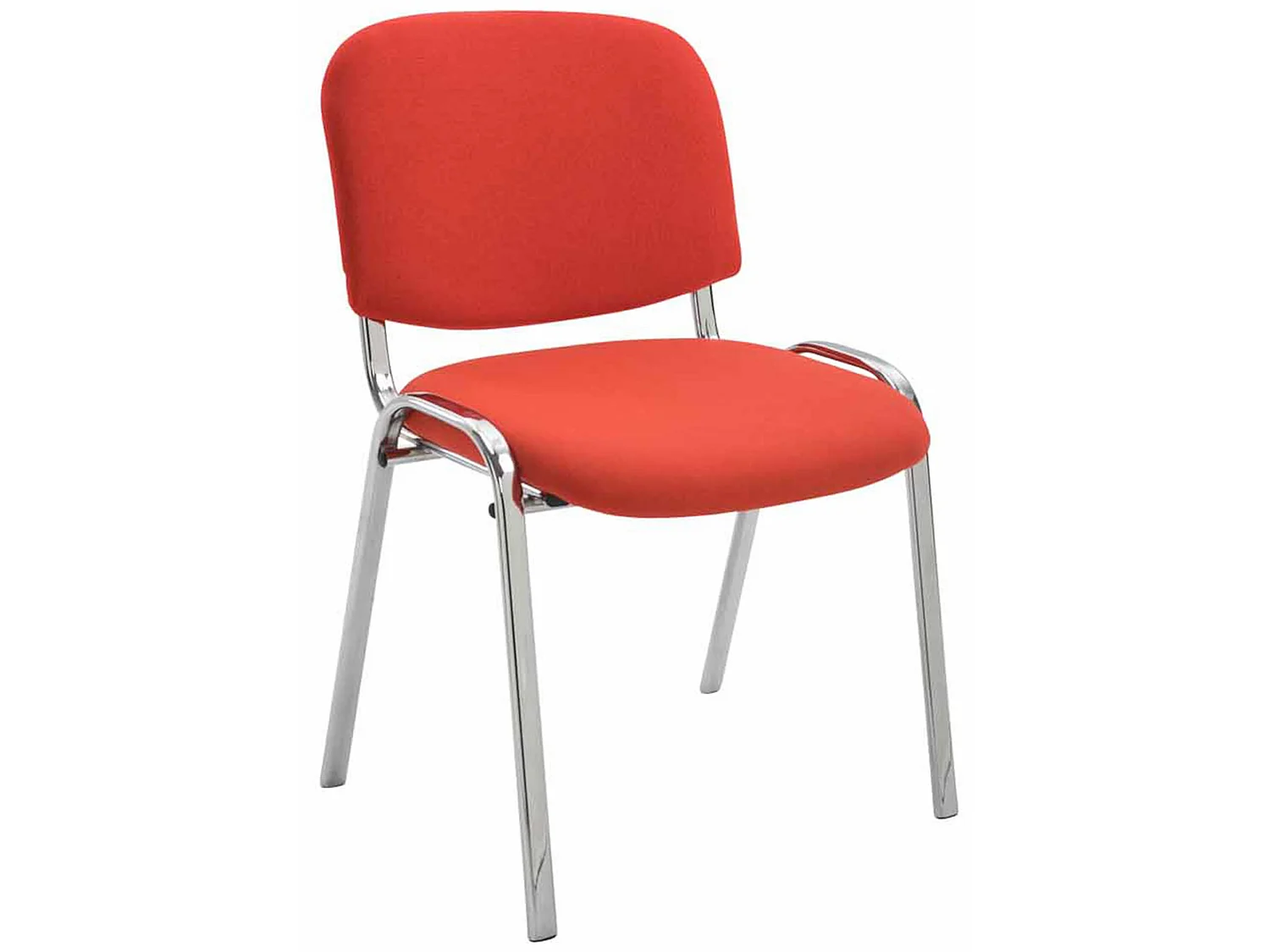 Lot de 4  Chaise de conférence - Tissu & Métal chromé - Rouge - Ken