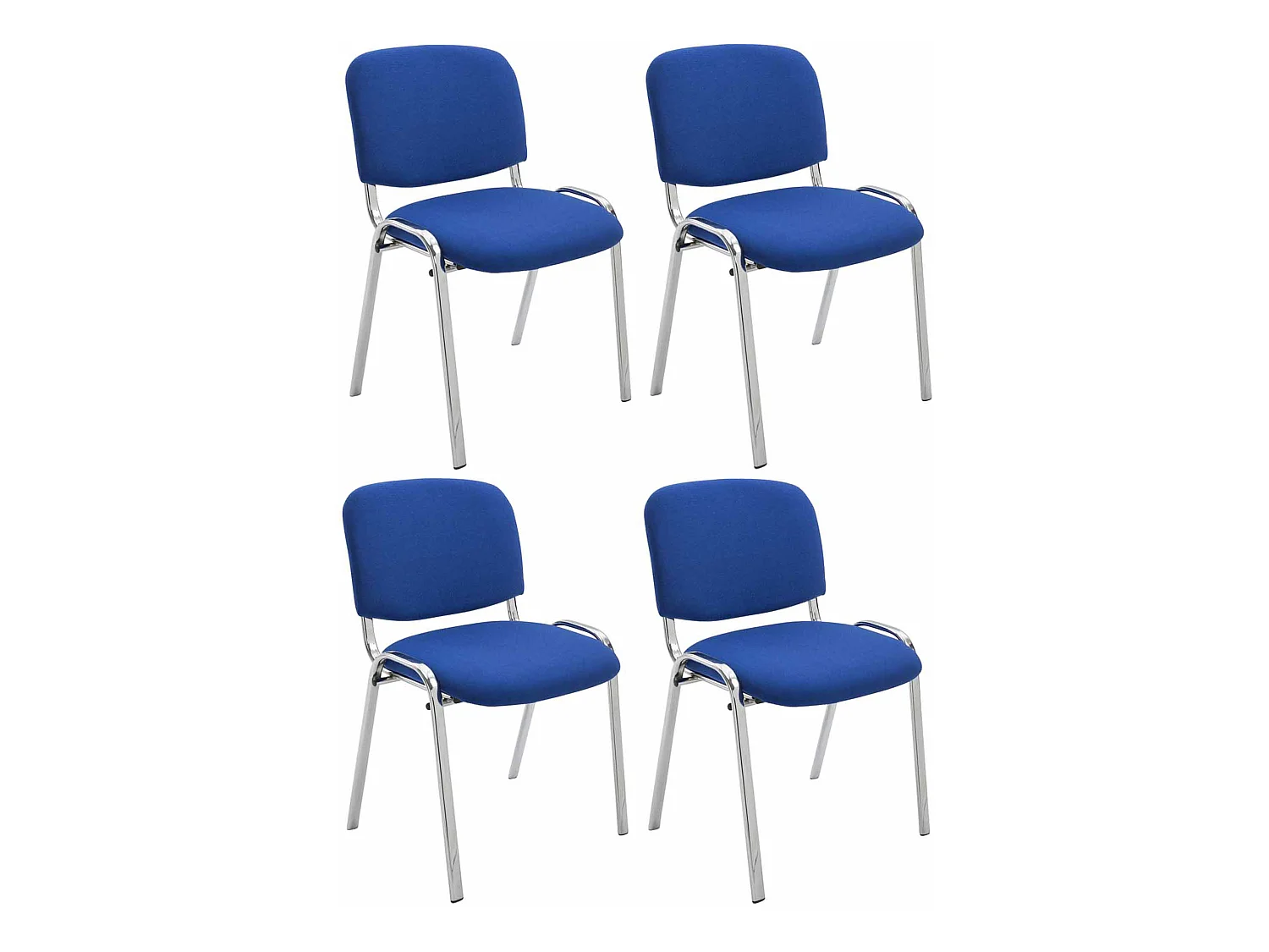 Lot de 4  Chaise de conférence - Tissu & Métal chromé - Bleu - Ken