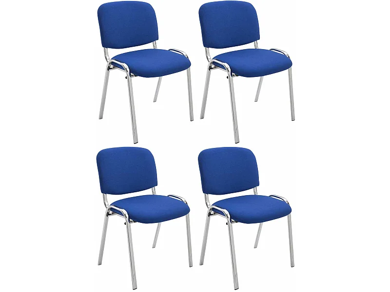 Lot de 4  Chaise de conférence - Tissu & Métal chromé - Bleu - Ken