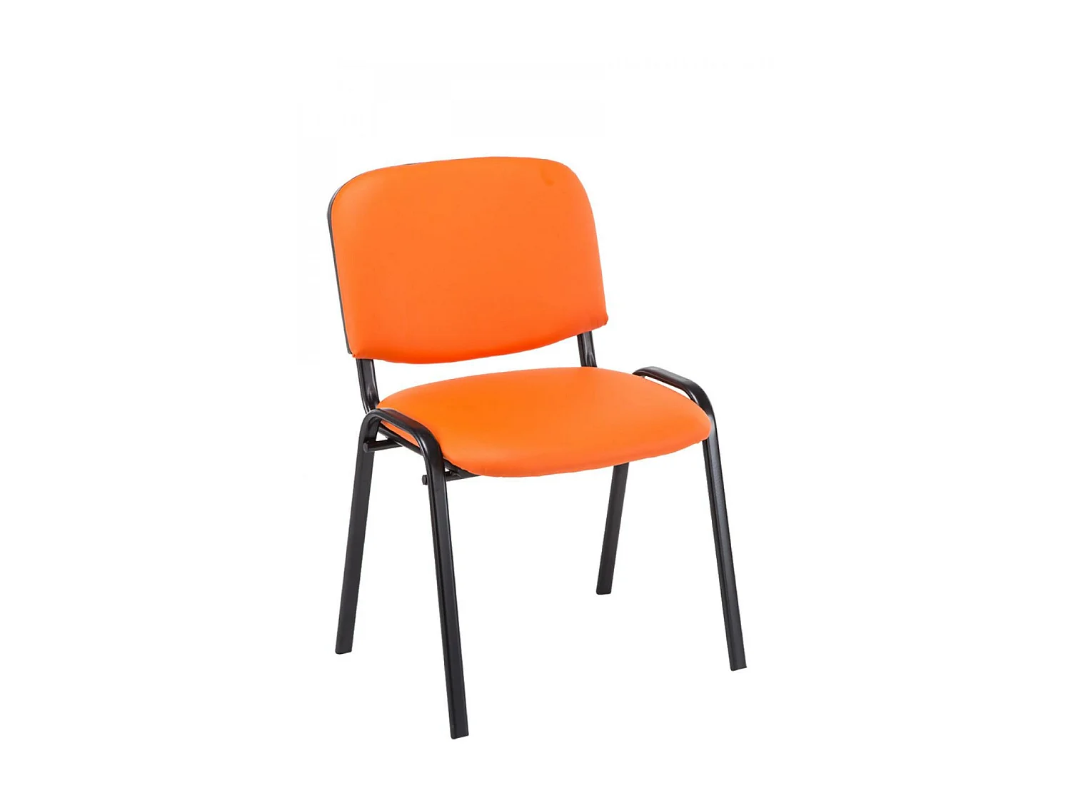 Lot de 12  Chaise de conférence - Similicuir & Métal noir mat - Orange - Ken