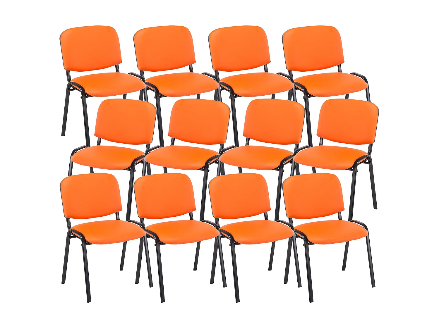 Lot de 12  Chaise de conférence - Similicuir & Nature - Orange - Ken