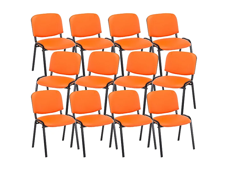 Lot de 12  Chaise de conférence - Similicuir & Nature - Orange - Ken