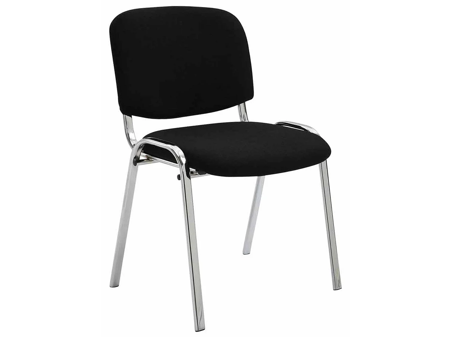 Lot de 4  Chaise de conférence - Tissu & Métal chromé - Noir - Ken