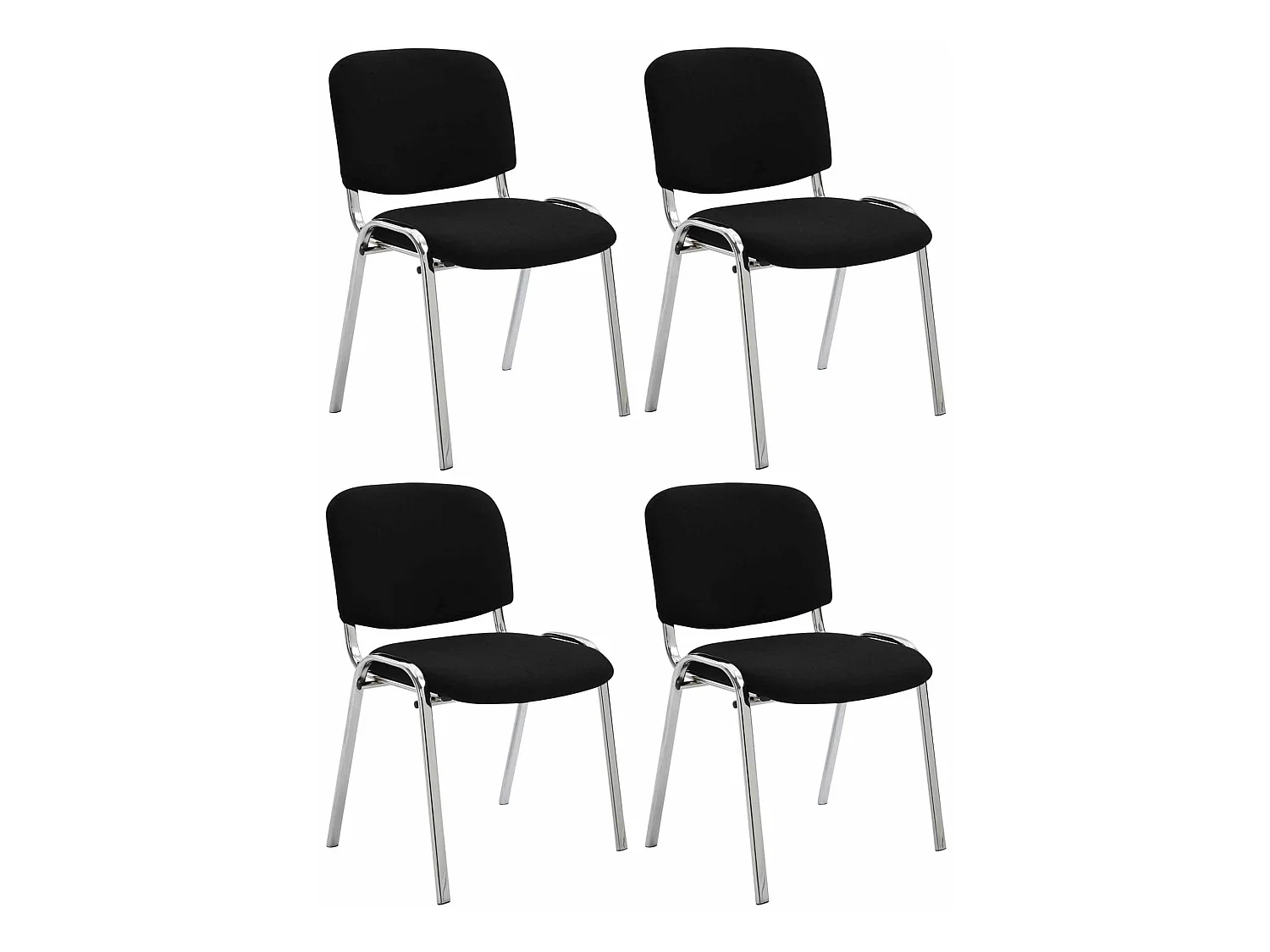 Lot de 4  Chaise de conférence - Tissu & Métal chromé - Noir - Ken