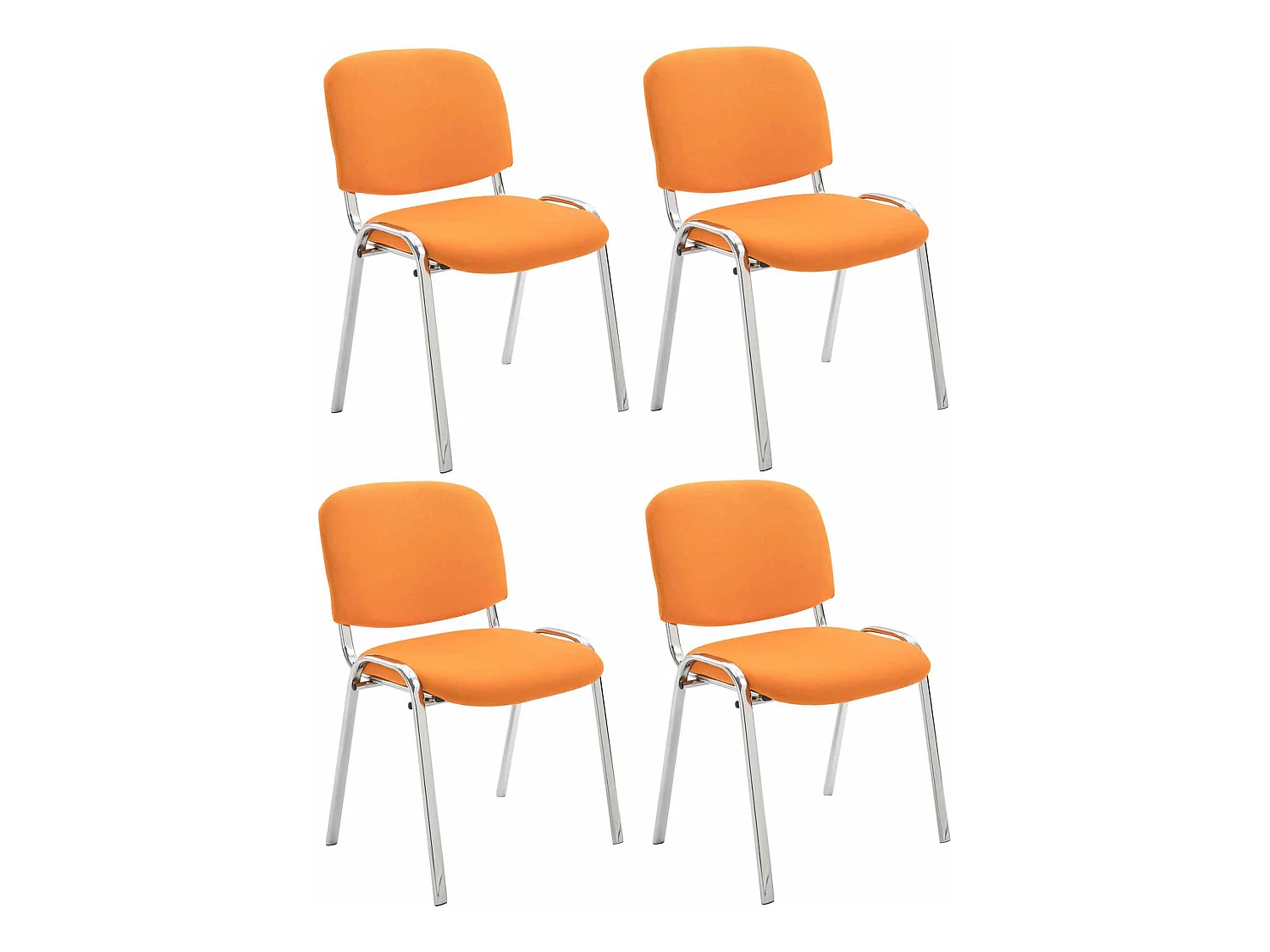 Lot de 4  Chaise de conférence - Tissu & Métal chromé - Orange - Ken