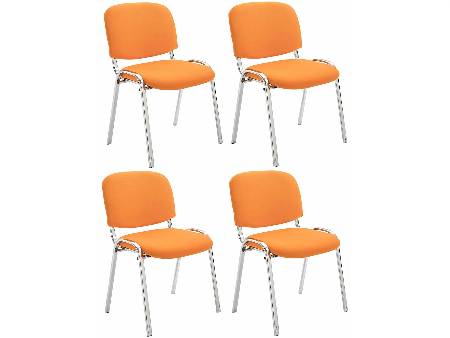 Lot de 4  Chaise de conférence - Tissu & Métal chromé - Orange - Ken