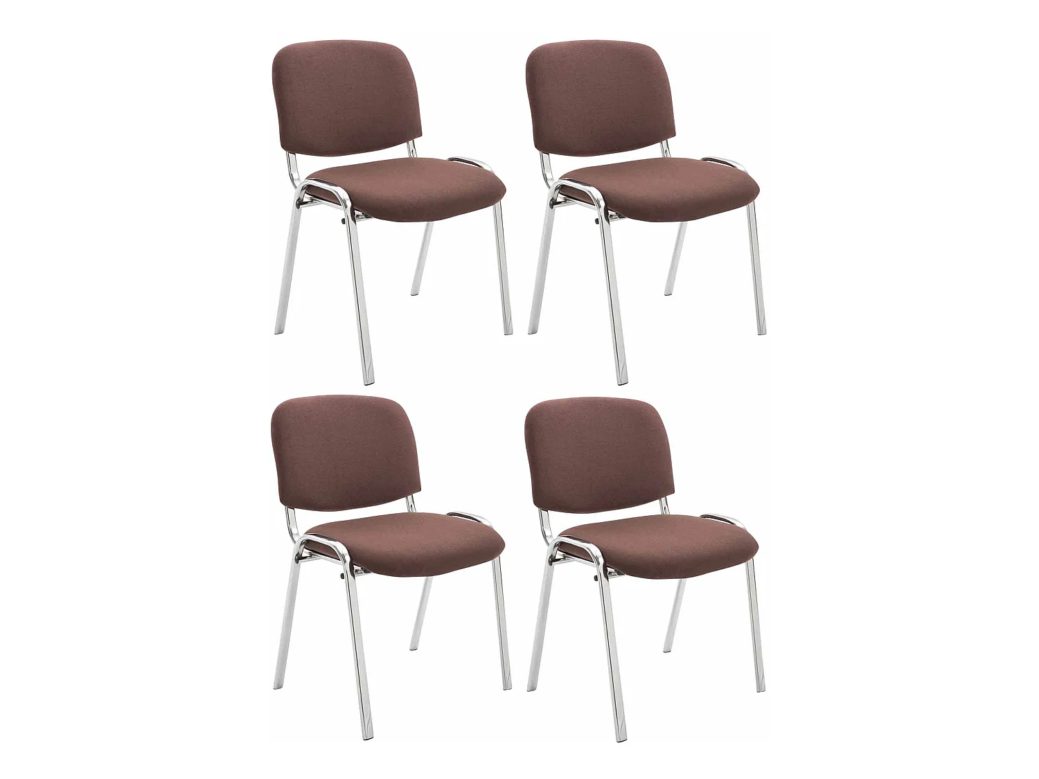 Lot de 4  Chaise de conférence - Tissu & Métal chromé - Marron - Ken