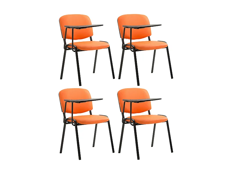 Lot de 4  Chaise de conférence - Similicuir - Orange - Ken