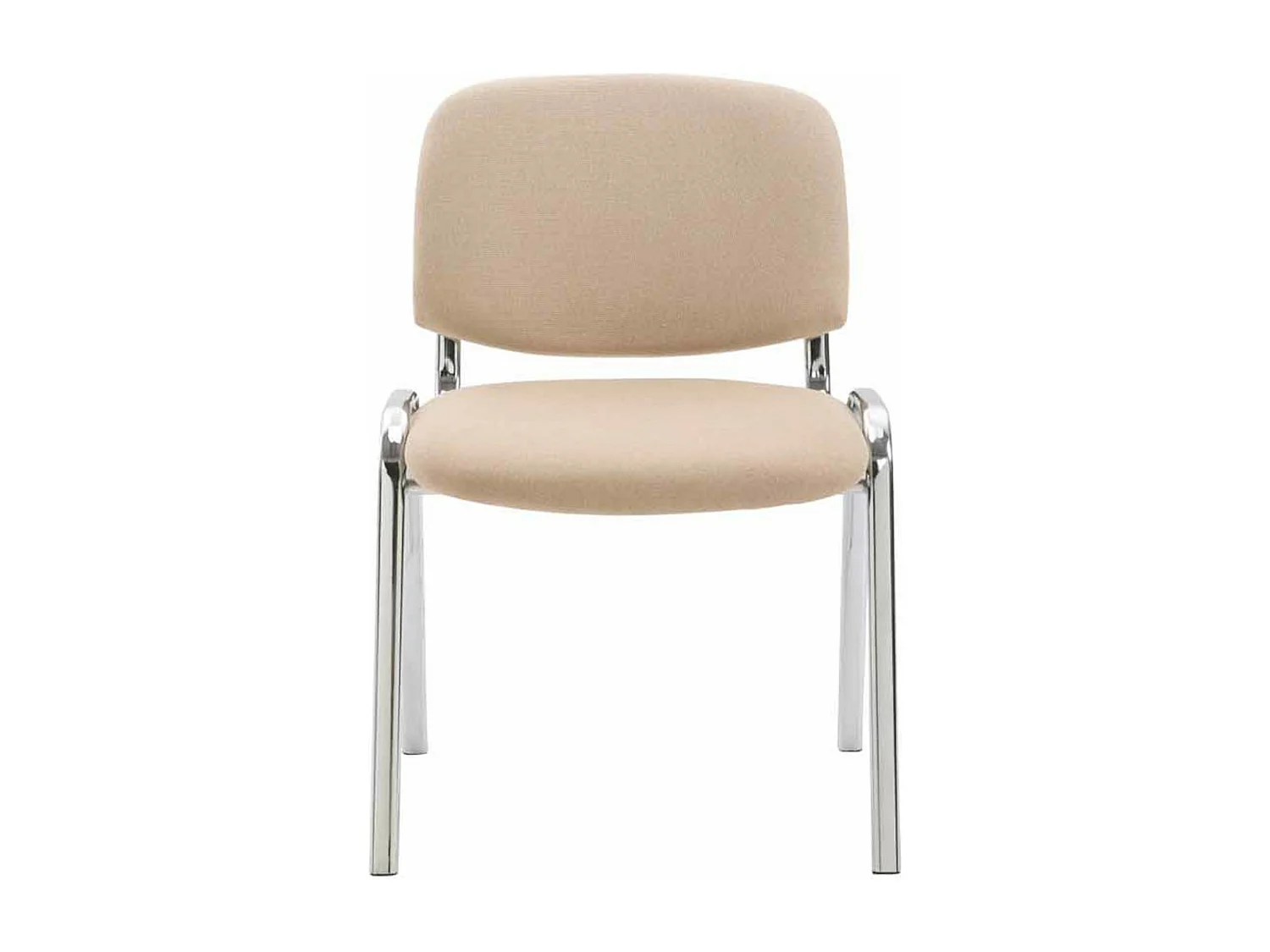 Lot de 4  Chaise de conférence - Tissu & Métal chromé - Crème - Ken