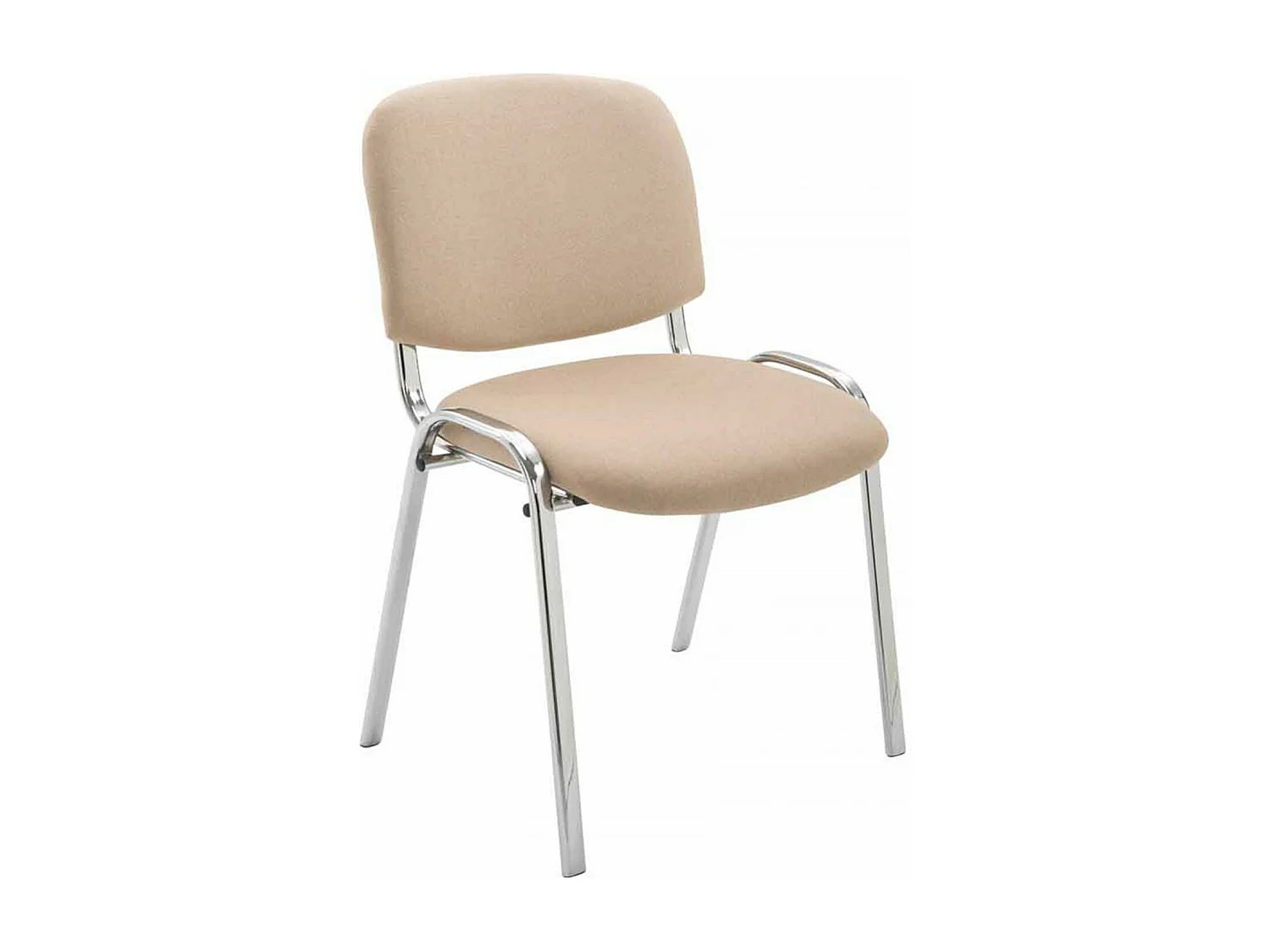 Lot de 4  Chaise de conférence - Tissu & Métal chromé - Crème - Ken