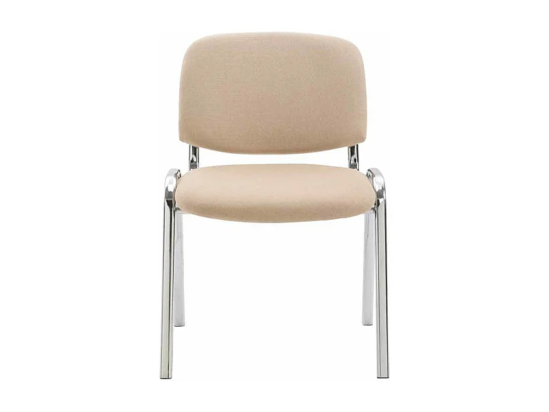 Lot de 4  Chaise de conférence - Tissu & Métal chromé - Crème - Ken
