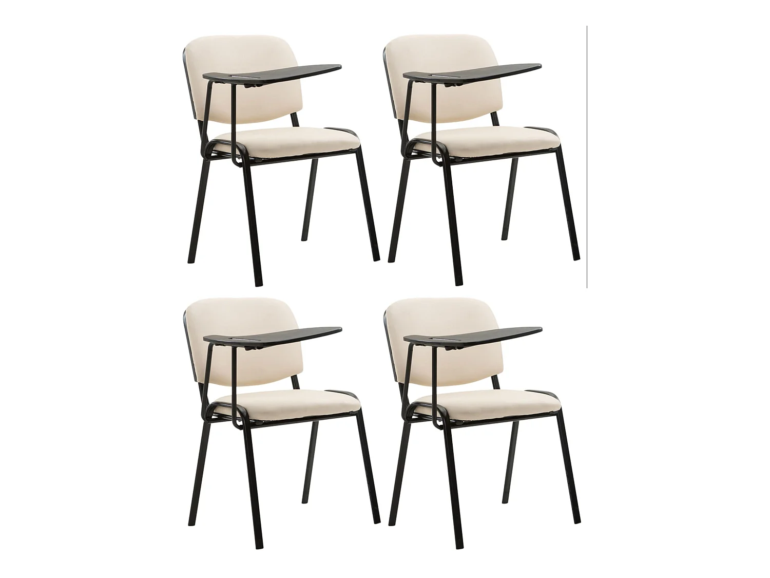 Lot de 4  Chaise de conférence - Similicuir & Gris - Crème - Ken
