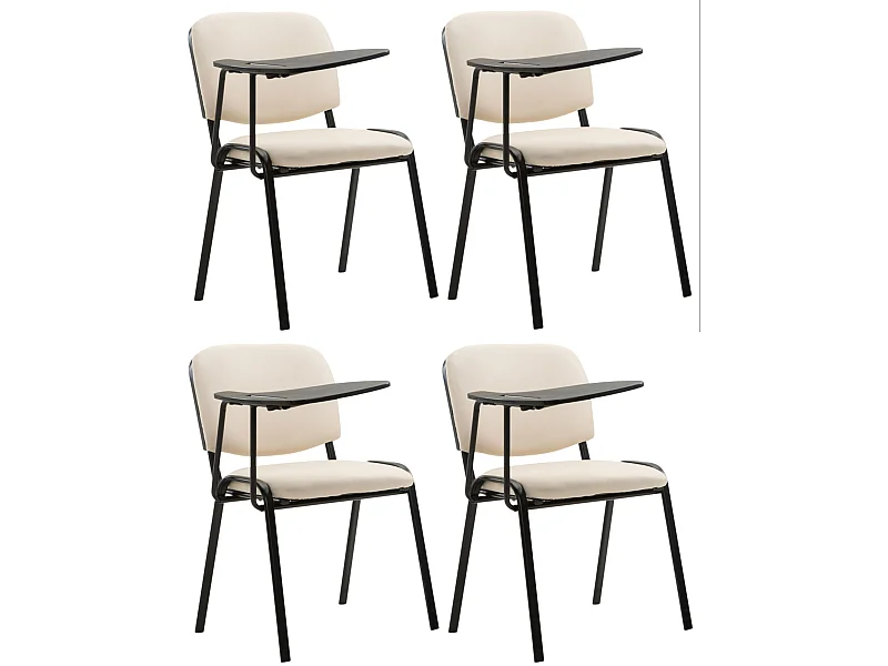 Lot de 4  Chaise de conférence - Similicuir - Crème - Ken